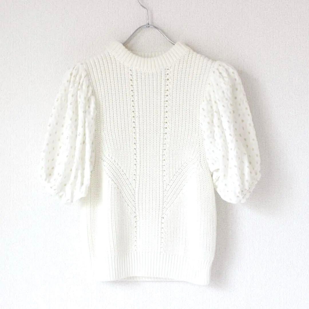 完売品 セブンテン カットジャガードスリーブ スプリング異素材ニット 花柄