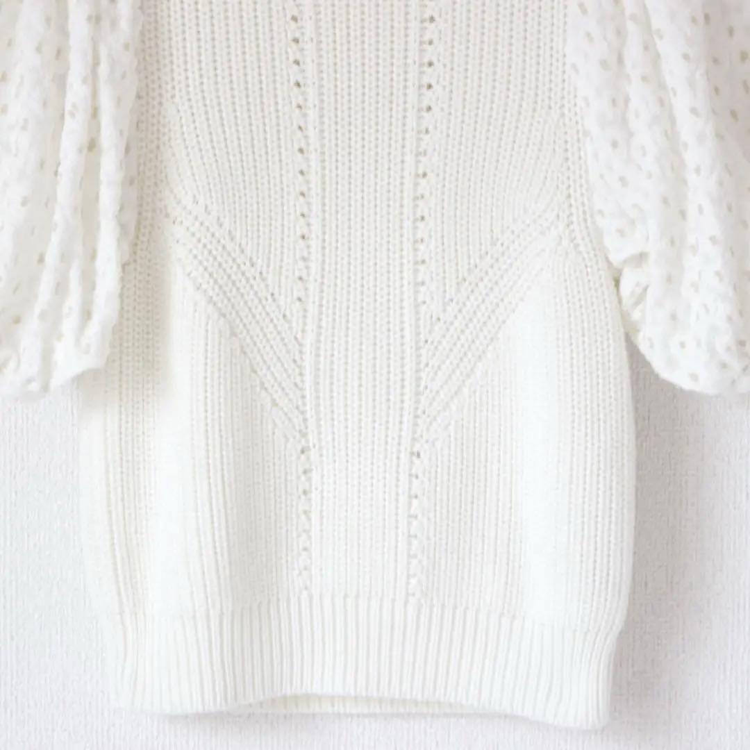 完売品 セブンテン カットジャガードスリーブ スプリング異素材ニット 花柄