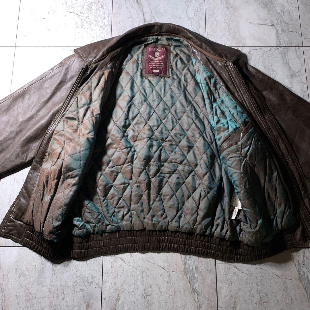 短丈 中綿 ラムレザー A-2 フライトジャケット 茶色 キルティング裏地 L