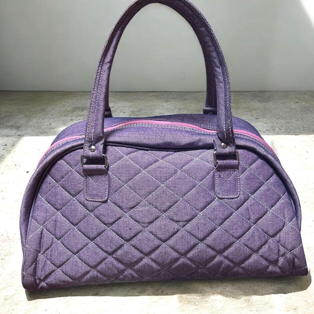 大容量 PUMA y2k キルティング ボストンバッグ デニム パープル 希少