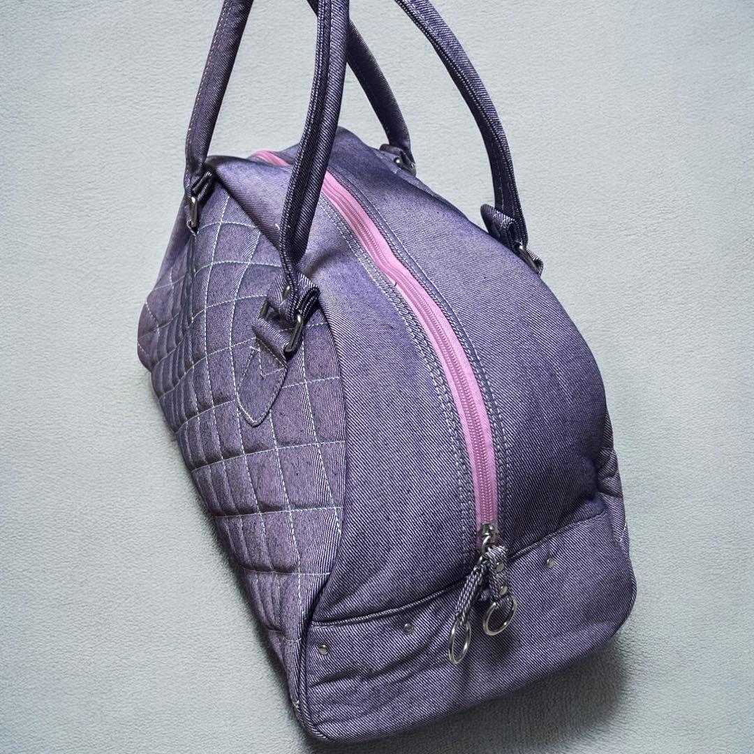大容量 PUMA y2k キルティング ボストンバッグ デニム パープル 希少