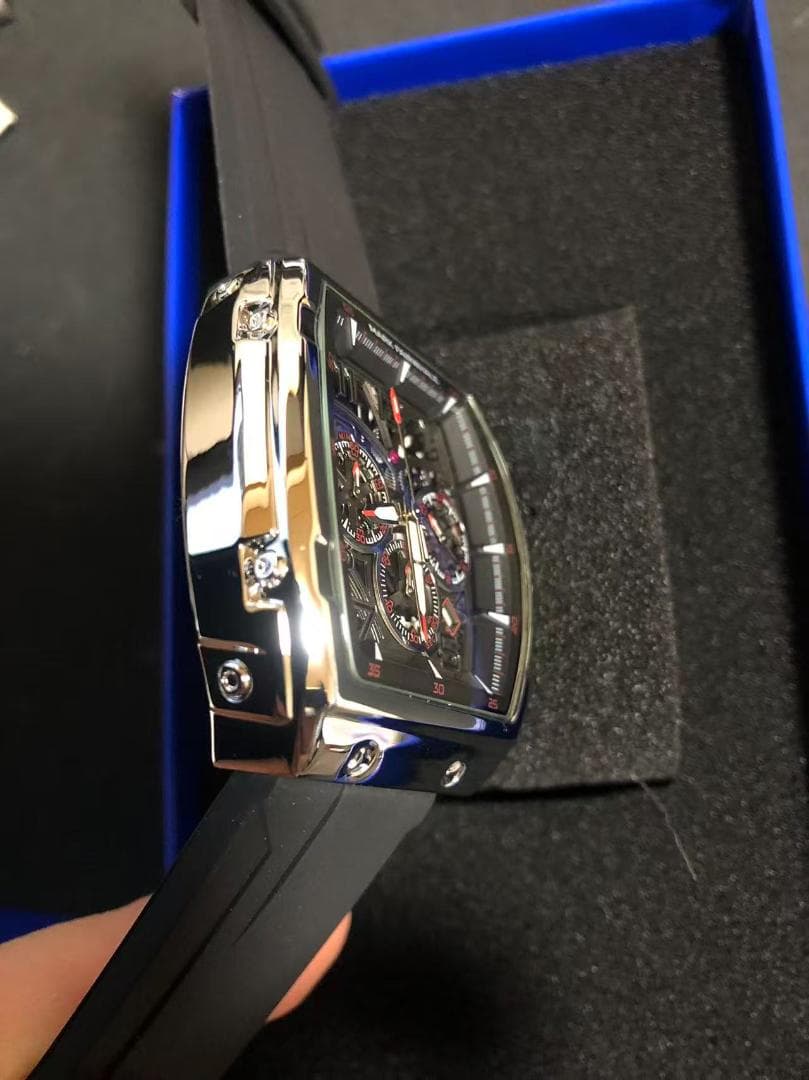 よっさん【希少】【期間限定価格】スクエア型 腕時計 クロノグラフ風 箱付き