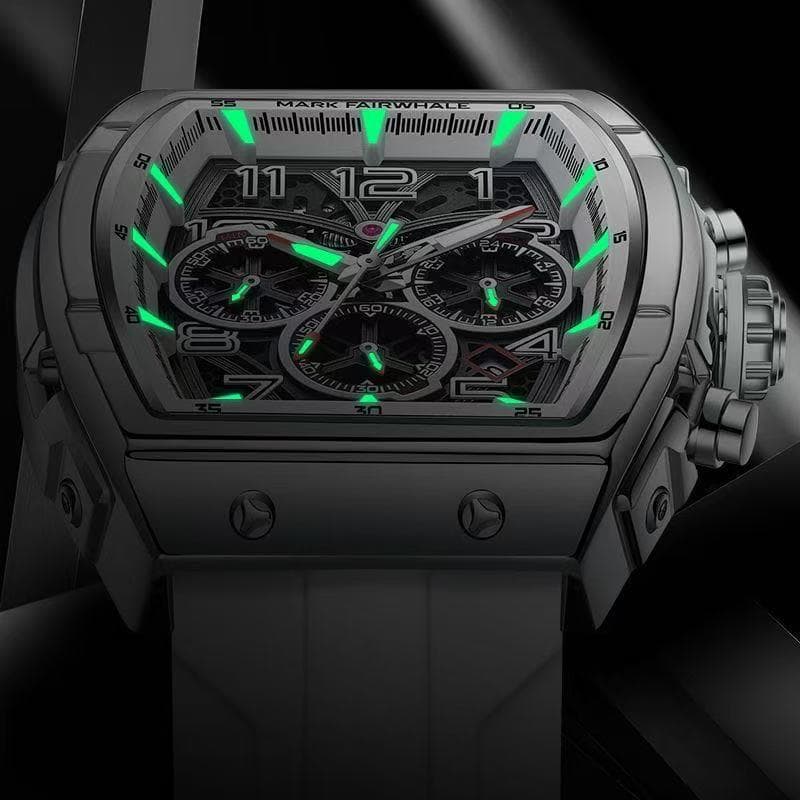 よっさん【希少】【期間限定価格】スクエア型 腕時計 クロノグラフ風 箱付き