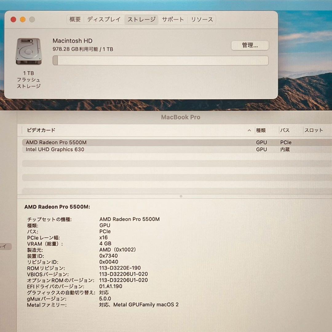 MacBook pro 16インチ 2019 i9 64GB 1TB 管3698