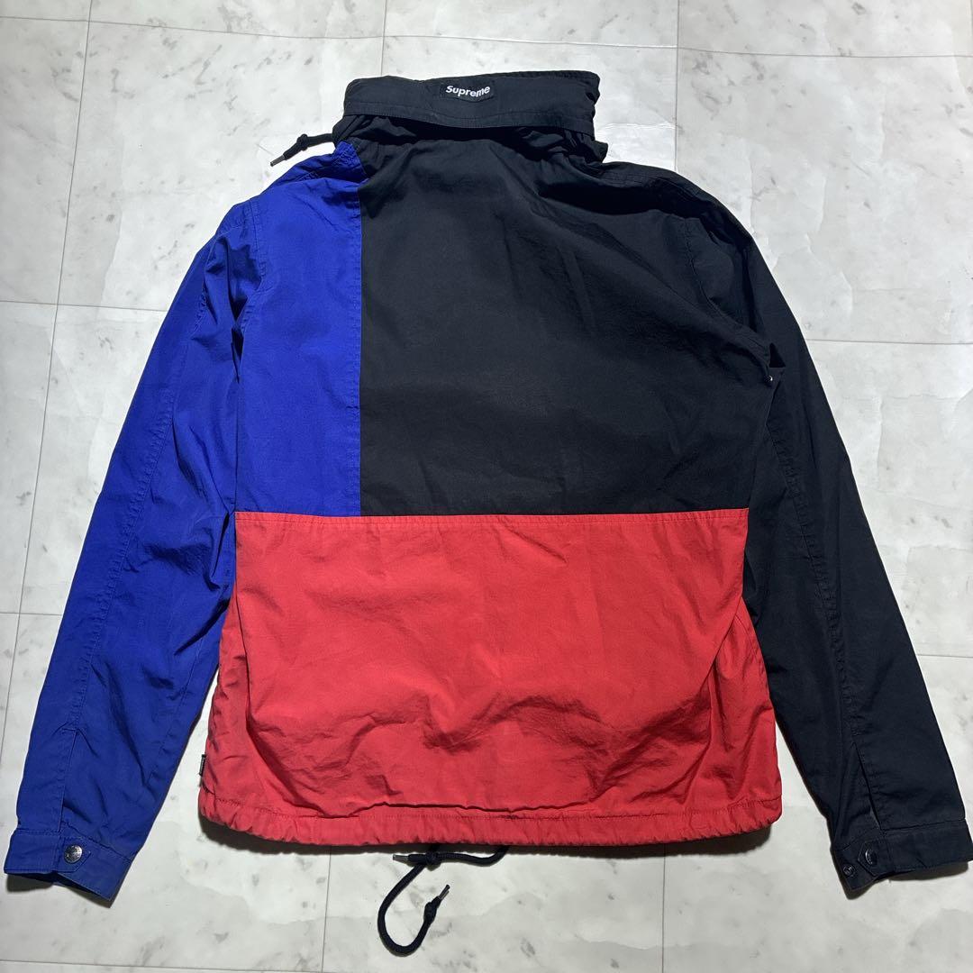 SUPREME ナイロンジャケット　マルチカラー　フード収納　襟ロゴ　赤　青　M