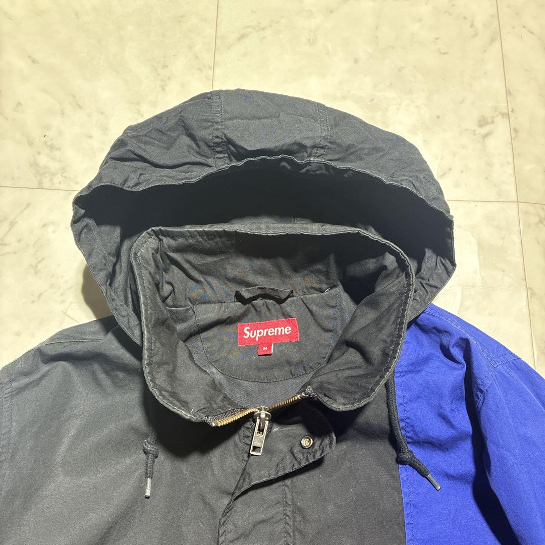 SUPREME ナイロンジャケット　マルチカラー　フード収納　襟ロゴ　赤　青　M