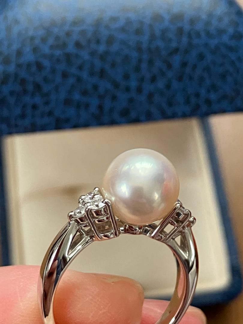 ミキモトアコヤ真珠プラチナダイヤモンドリング 8.5ミリ