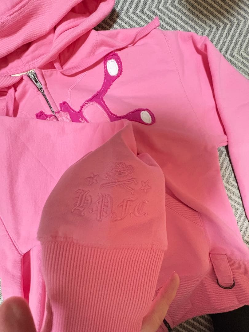 Happy99 pink hoodie s ダブルジップパーカー fti