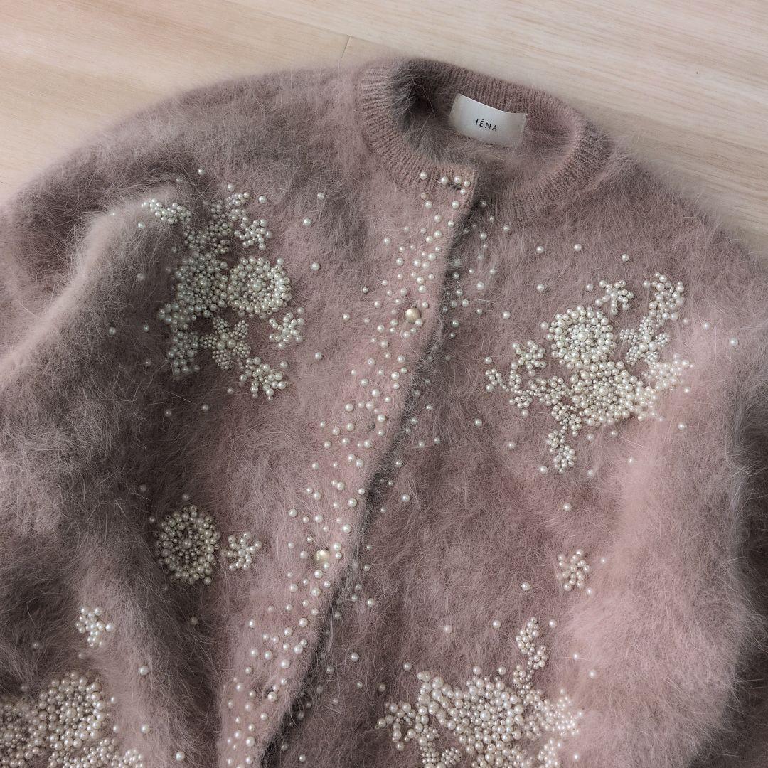 イエナ IENA アンゴラコンパールビーズ刺繍カーディガン