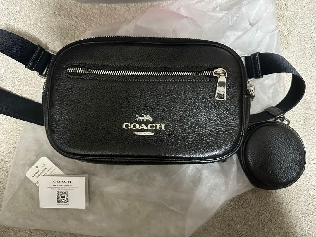 値下 コーチ COACH ブラック エリアス ベルト バッグ ボディバッグ