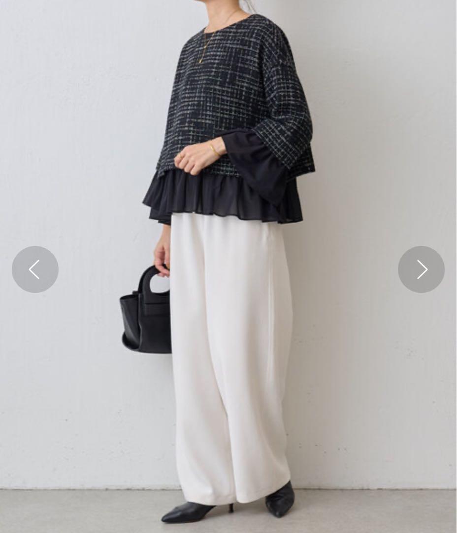 定価2.53万 ビアズリー ツイードコンビプルオーバー ネイビー 卒入園 卒入学