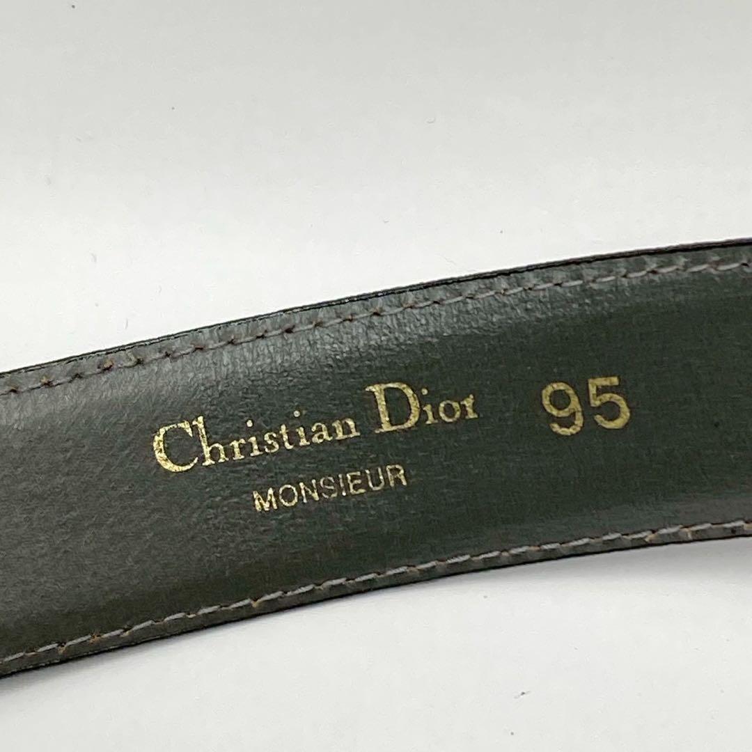 【美品】クリスチャンディオール　レザーベルト　ヴィンテージ　ロゴ金具　ブラック