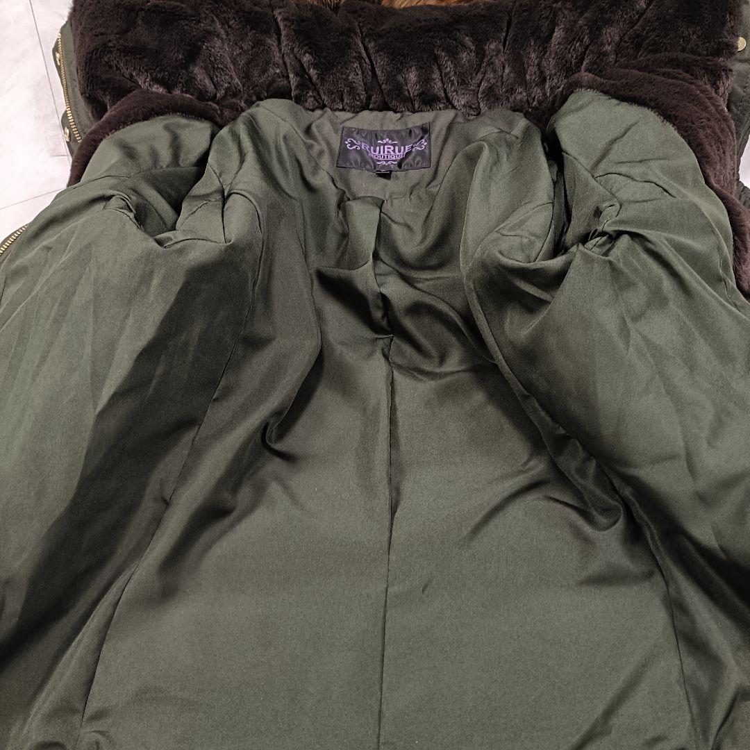 【美品】ルイルエブティック ラクーンファーサイドジップスリットロングダウンコート