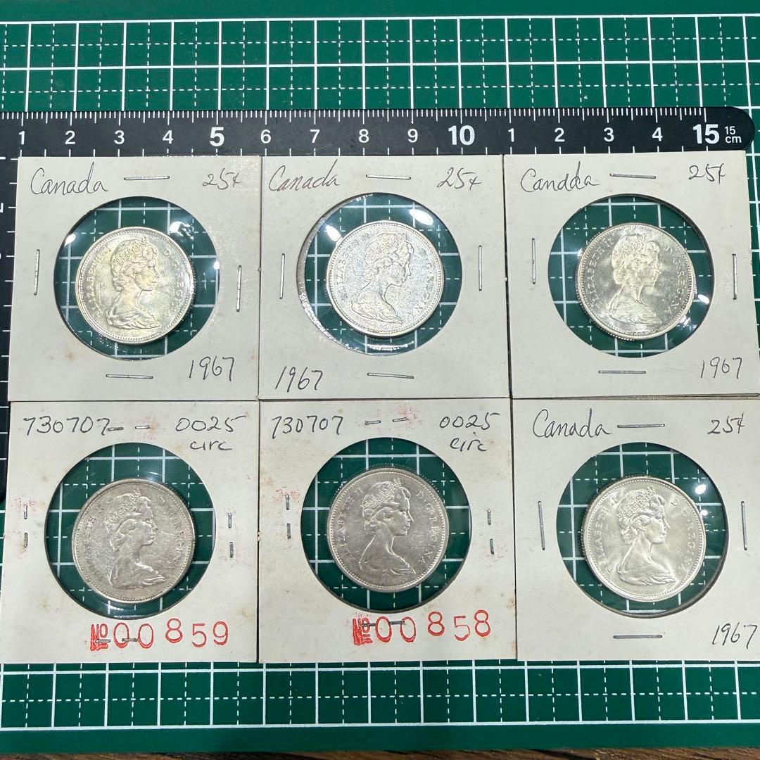 招*@様 No.33 アンティーク 銀貨 まとめ カナダ 25セント 100周年