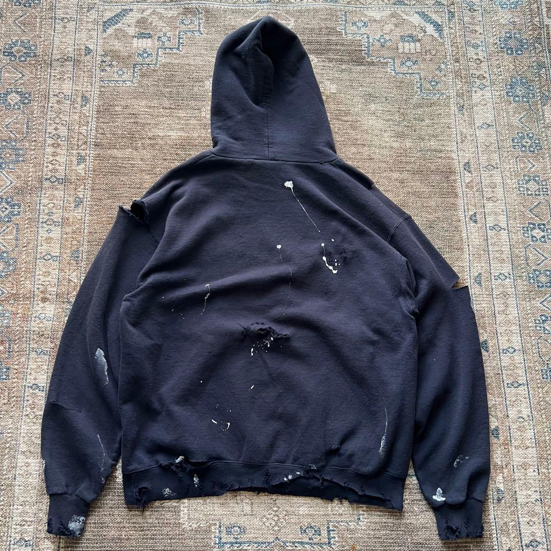 90s champion ダメージ ボロ スウェット パーカー ペンキ　グランジ