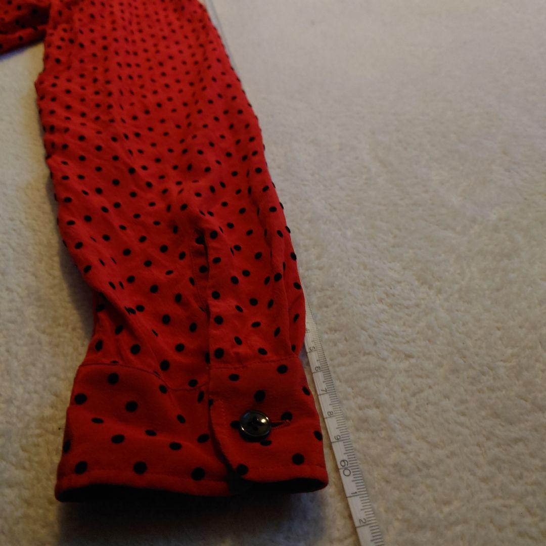 サンローラン／ドット柄（立体ドット）シルク長袖シャツ38