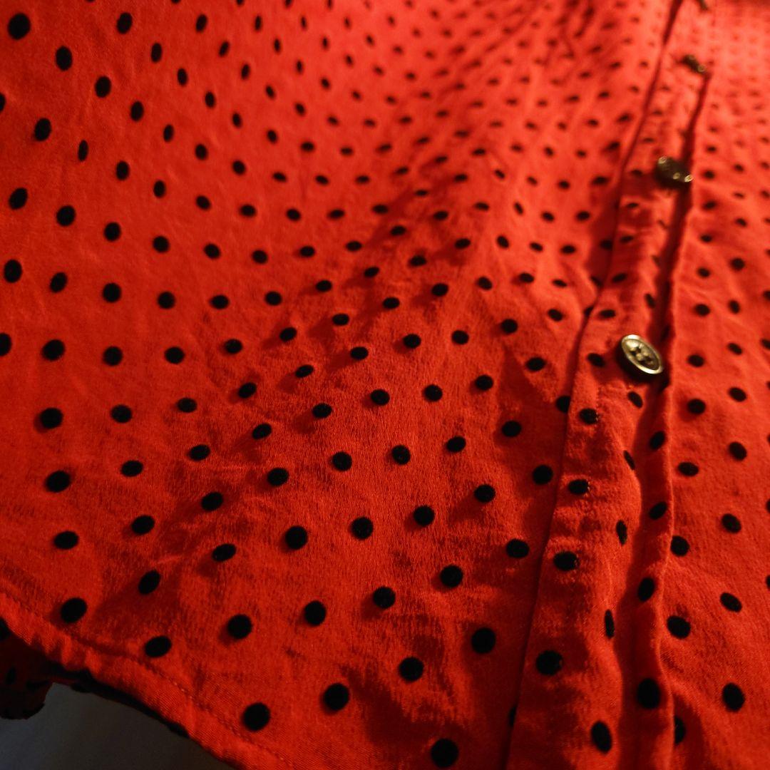 サンローラン／ドット柄（立体ドット）シルク長袖シャツ38