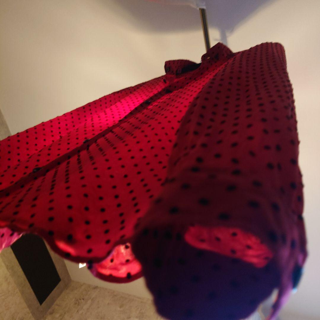 サンローラン／ドット柄（立体ドット）シルク長袖シャツ38