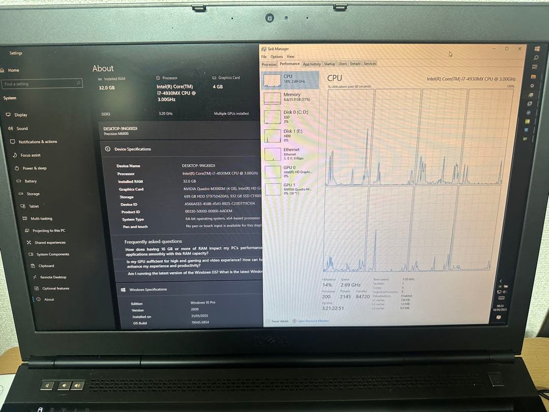 DellPrecision M6800 4930mx m3000m 訳あり