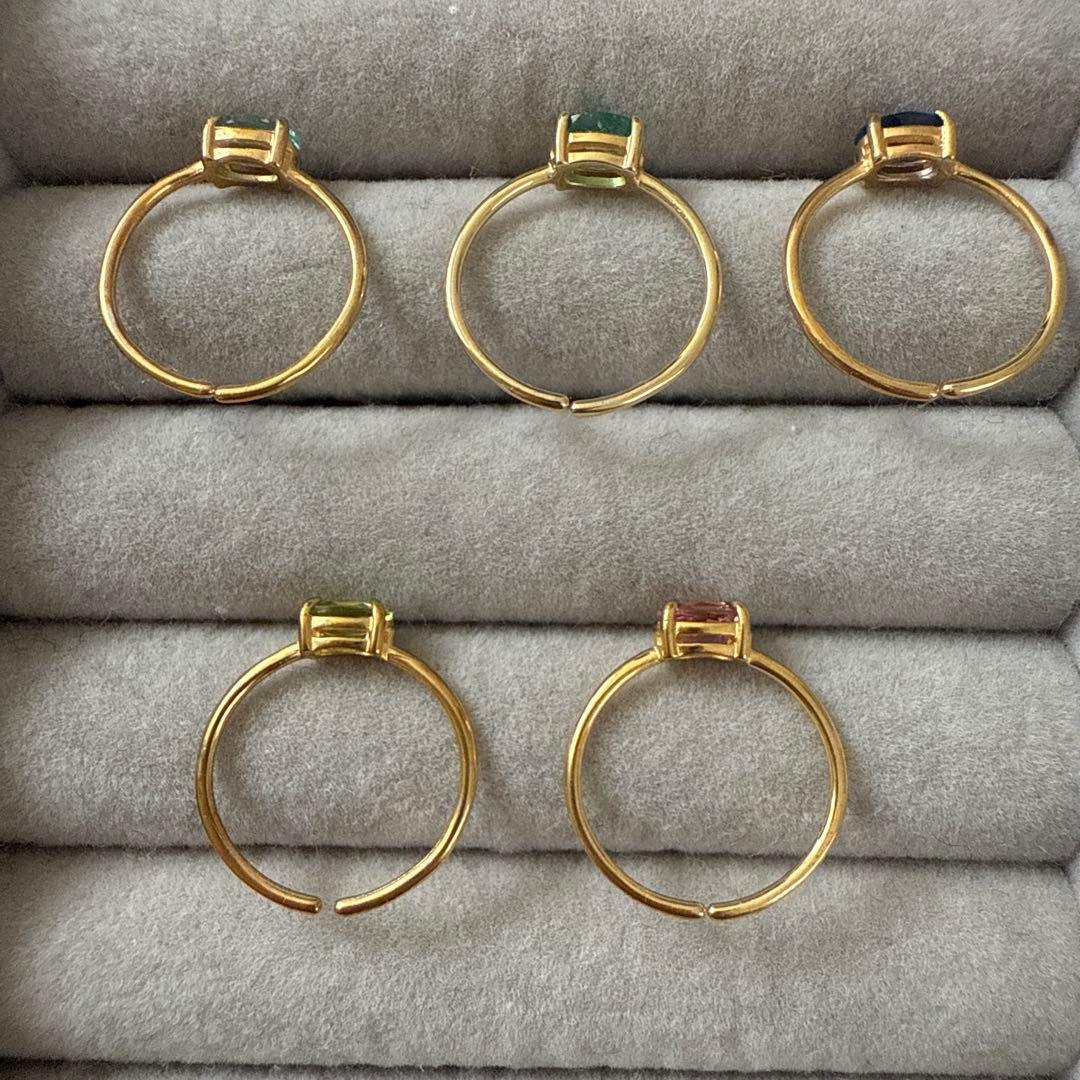 silver925 18kgp フリーリング 5本セット