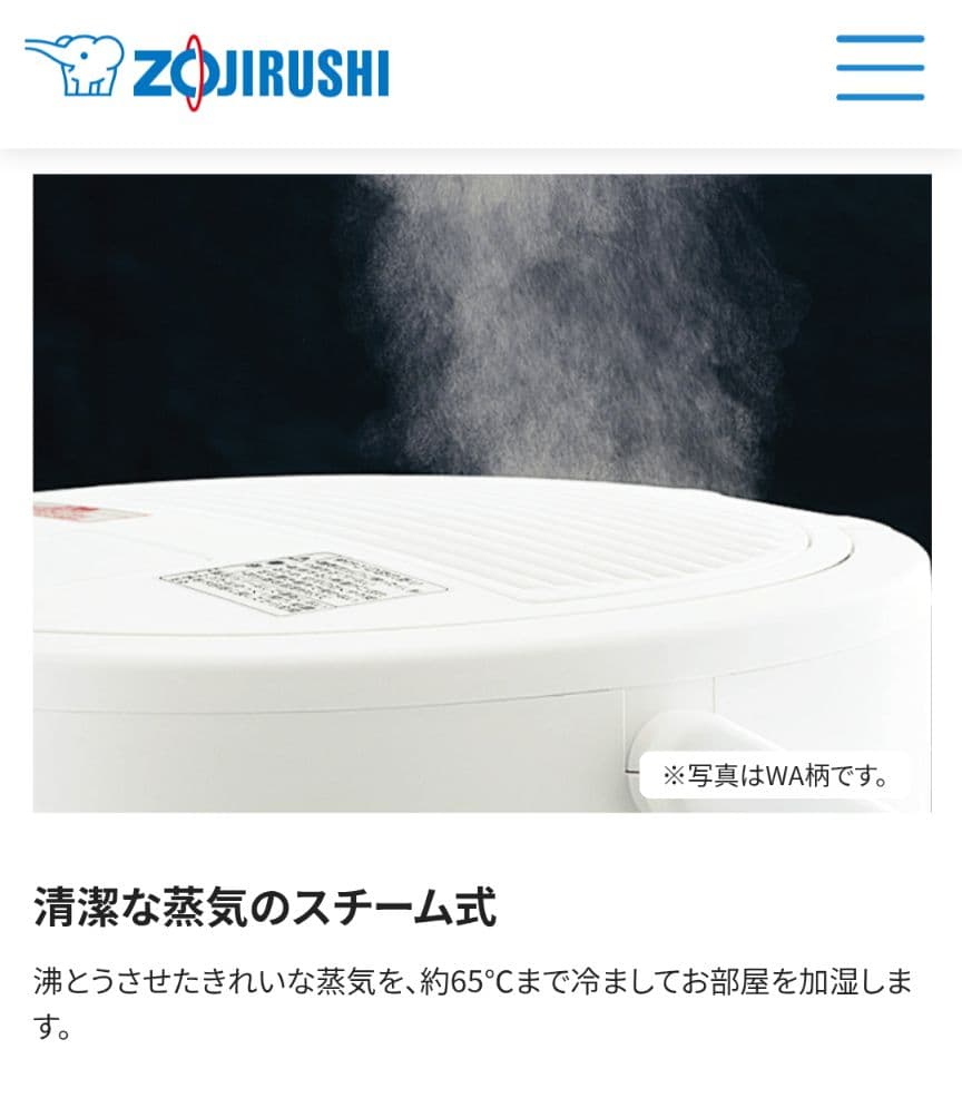 象印　スチーム式加湿器 グレー【 EE-DC35 】