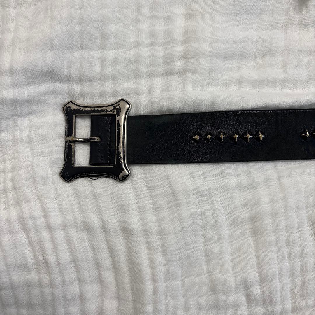 Ys for men スタッズ付き黒レザーベルト　ヴィンテージ　激レア