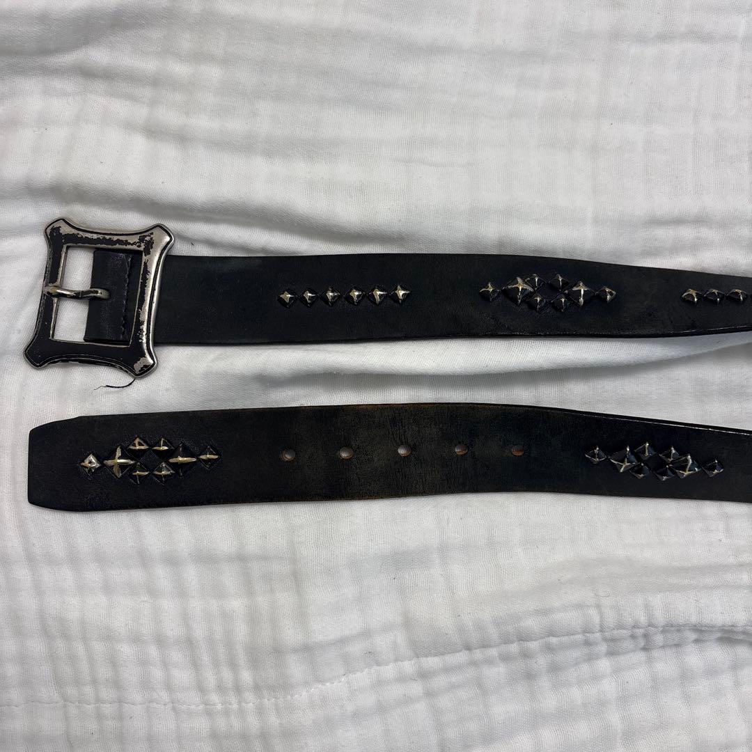 Ys for men スタッズ付き黒レザーベルト　ヴィンテージ　激レア