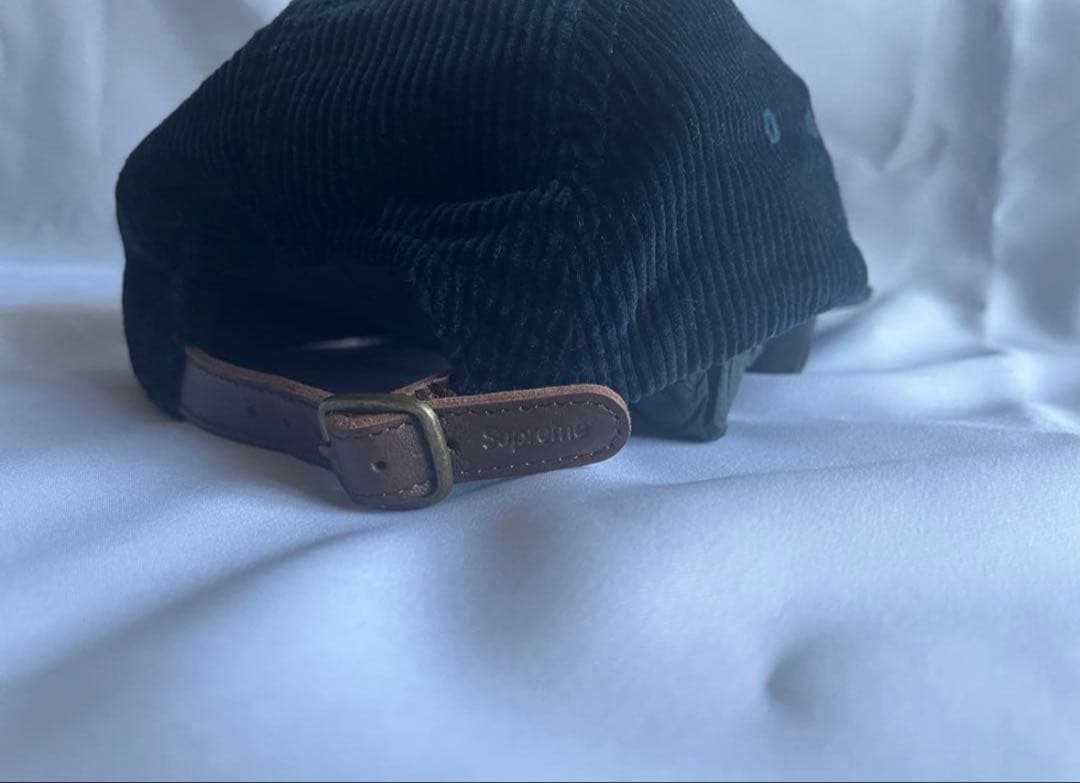 【希少】Supreme コーデュロイ キャップ 革 バックベルト ネイビー