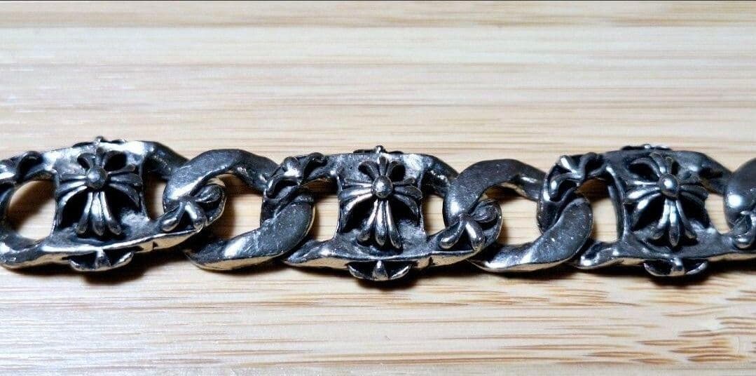 シルバー 花模様 チェーンブレスレット　刻印無し　60g