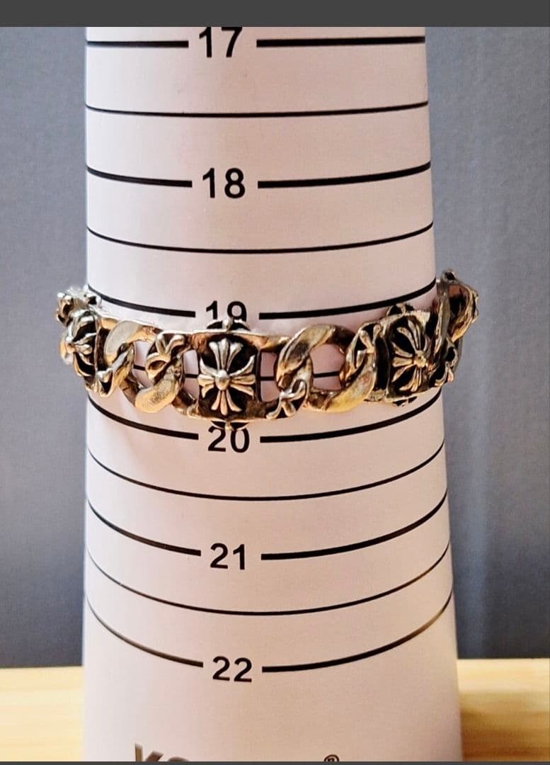 シルバー 花模様 チェーンブレスレット　刻印無し　60g