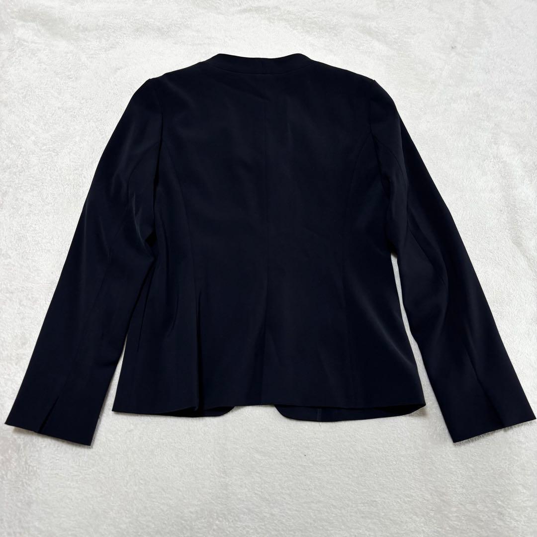 美品 INDIVI インディヴィ ノーカラー パンツスーツ ネイビー Mサイズ