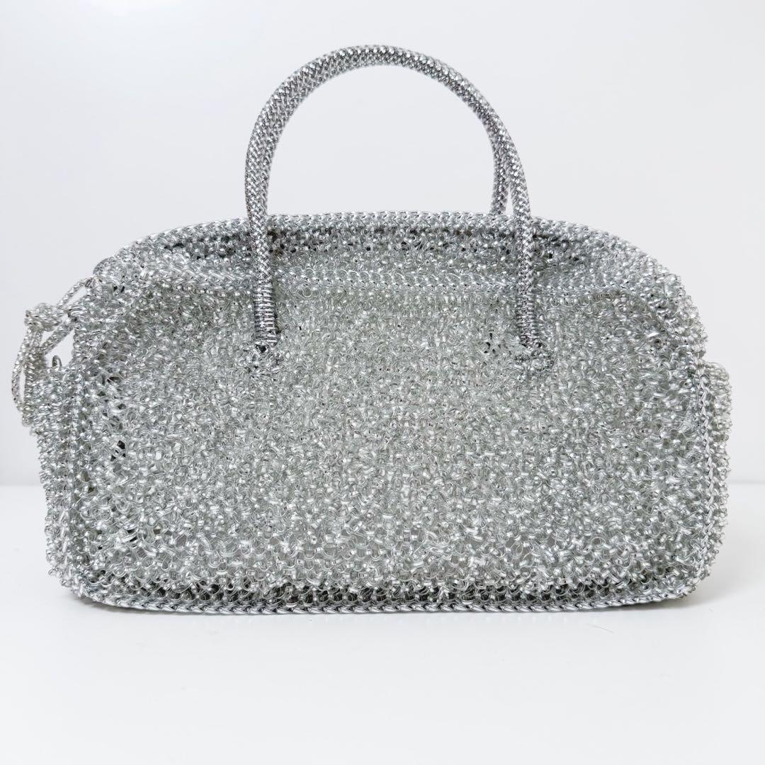 アンテプリマ ボクシー ミディアム ハンドバッグ シルバー　ワイヤーバッグ