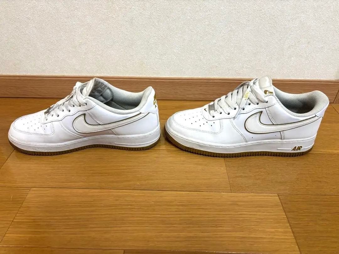 ナイキ エアフォース1 '07 ホワイト×ゴールド ガムソール 26.5cm