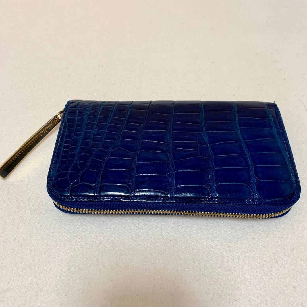 池田工芸　クロコダイル長財布　希少　ロイヤルブルー&レッド　本日取り下げ