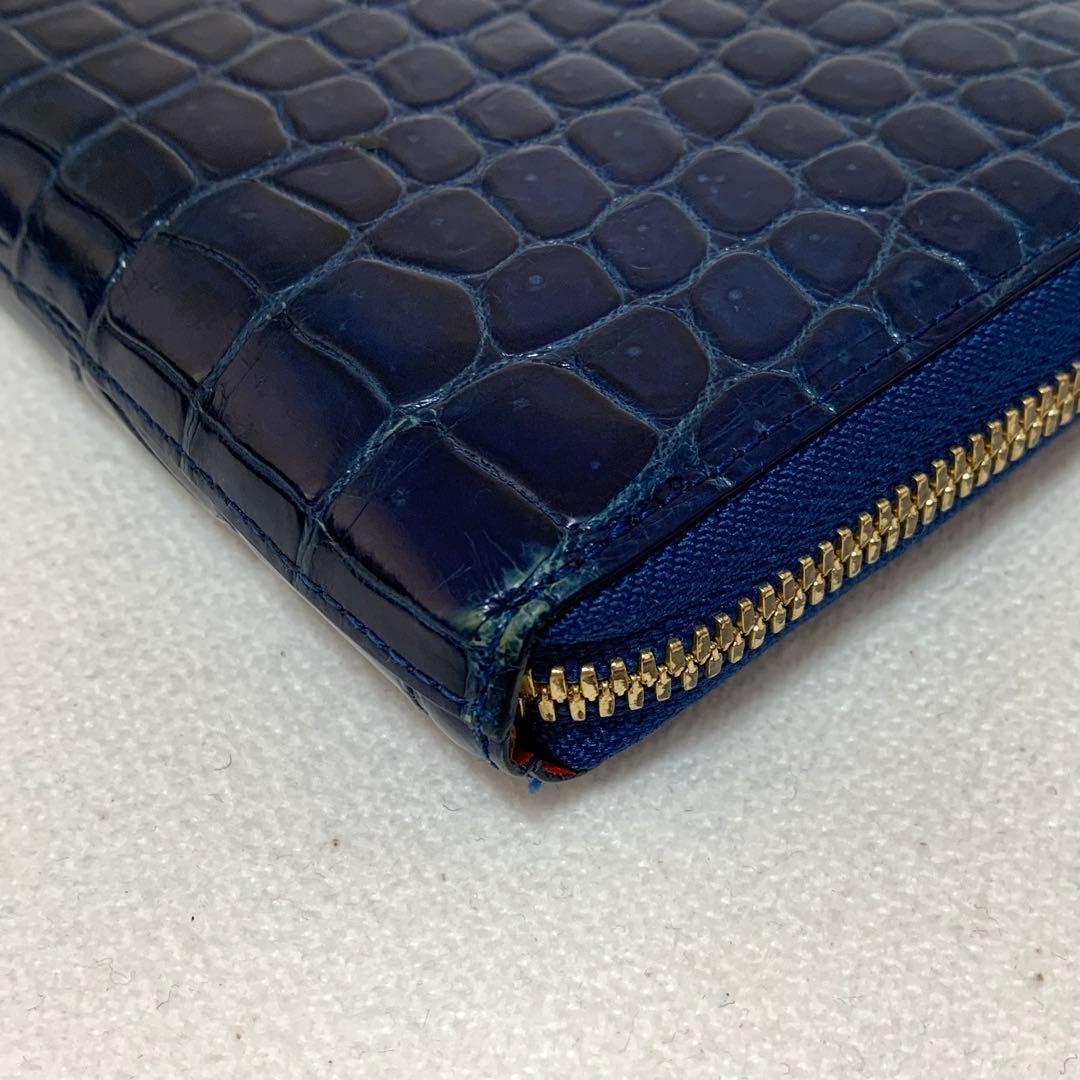 池田工芸　クロコダイル長財布　希少　ロイヤルブルー&レッド　本日取り下げ