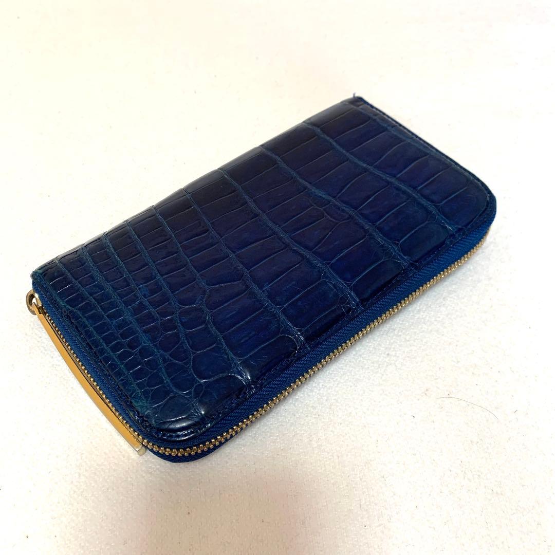 池田工芸　クロコダイル長財布　希少　ロイヤルブルー&レッド　本日取り下げ
