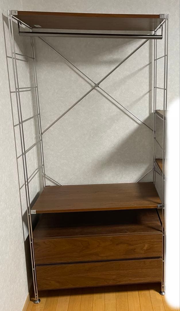 【美品】無印良品 ステンレスユニットシェルフ ウォールナット材ワードローブセット