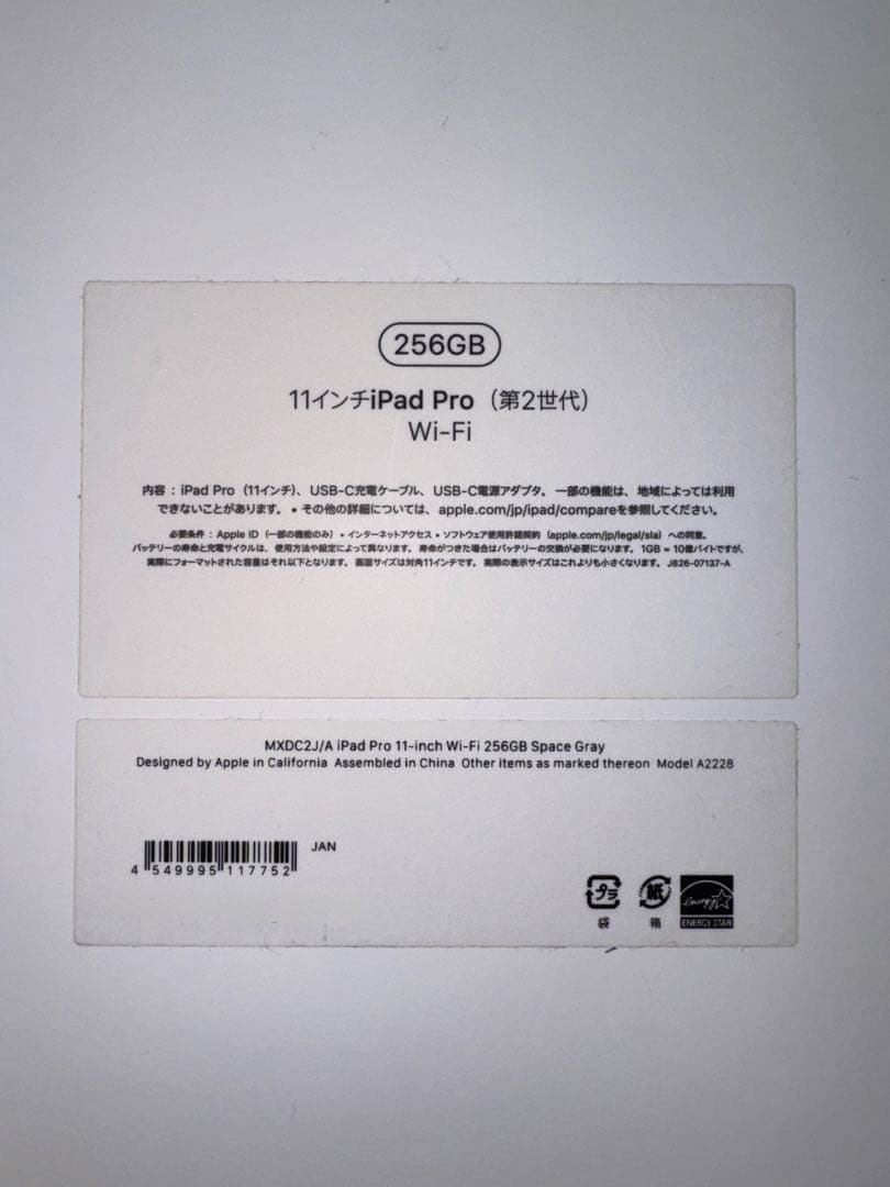 11インチ iPad Pro（第2世代）Wi-Fi 256GB + pen