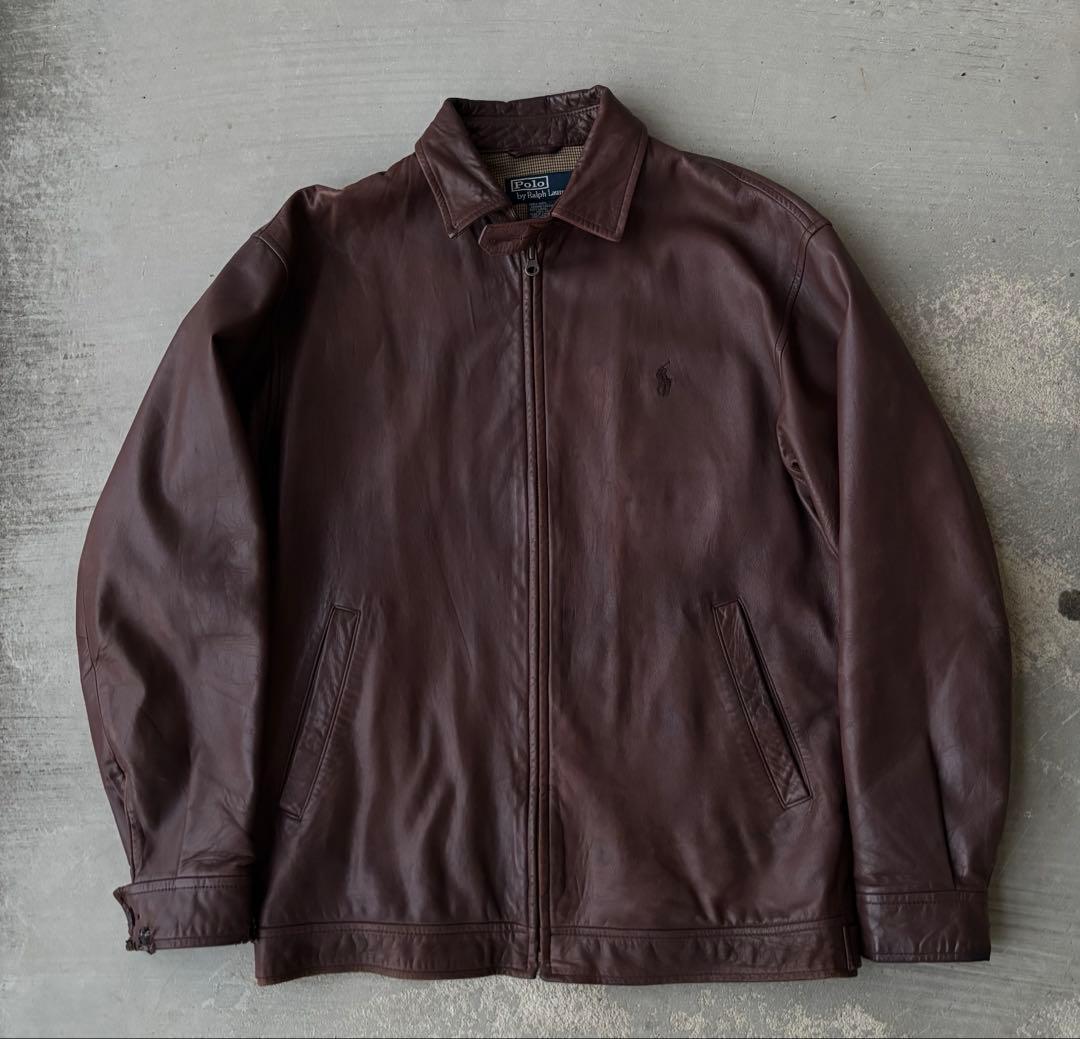 希少 Sサイズ ラルフローレン ポニー刺繍 レザージャケット スイングトップ