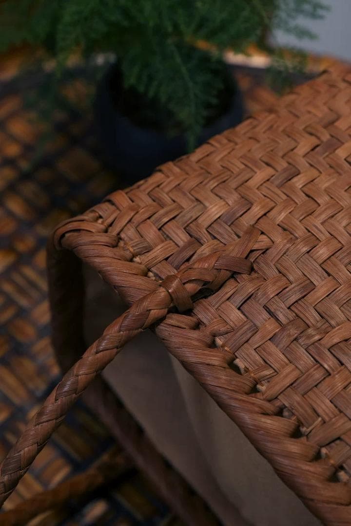 山葡萄 かごバッグ 網代編み 籠 手提げ 内布付き 収納袋 茶箱