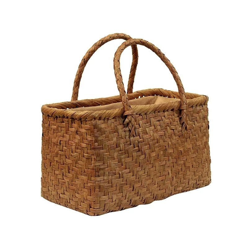 山葡萄 かごバッグ 網代編み 籠 手提げ 内布付き 収納袋 茶箱