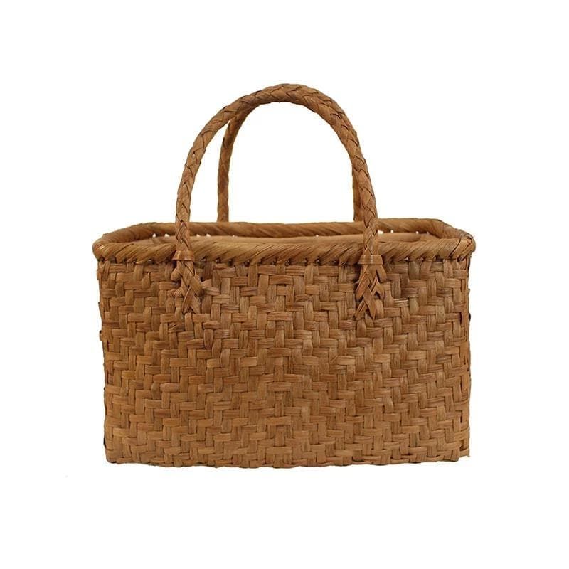 山葡萄 かごバッグ 網代編み 籠 手提げ 内布付き 収納袋 茶箱