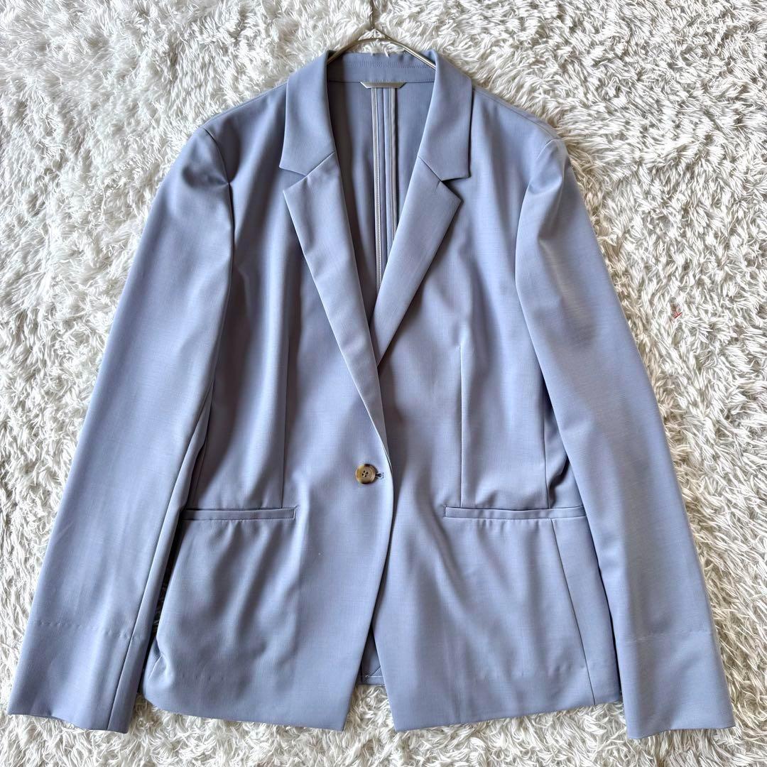 極美品　ユナイテッドアローズ　ビジネススーツ　セットアップ　ノーカラー　ブルー