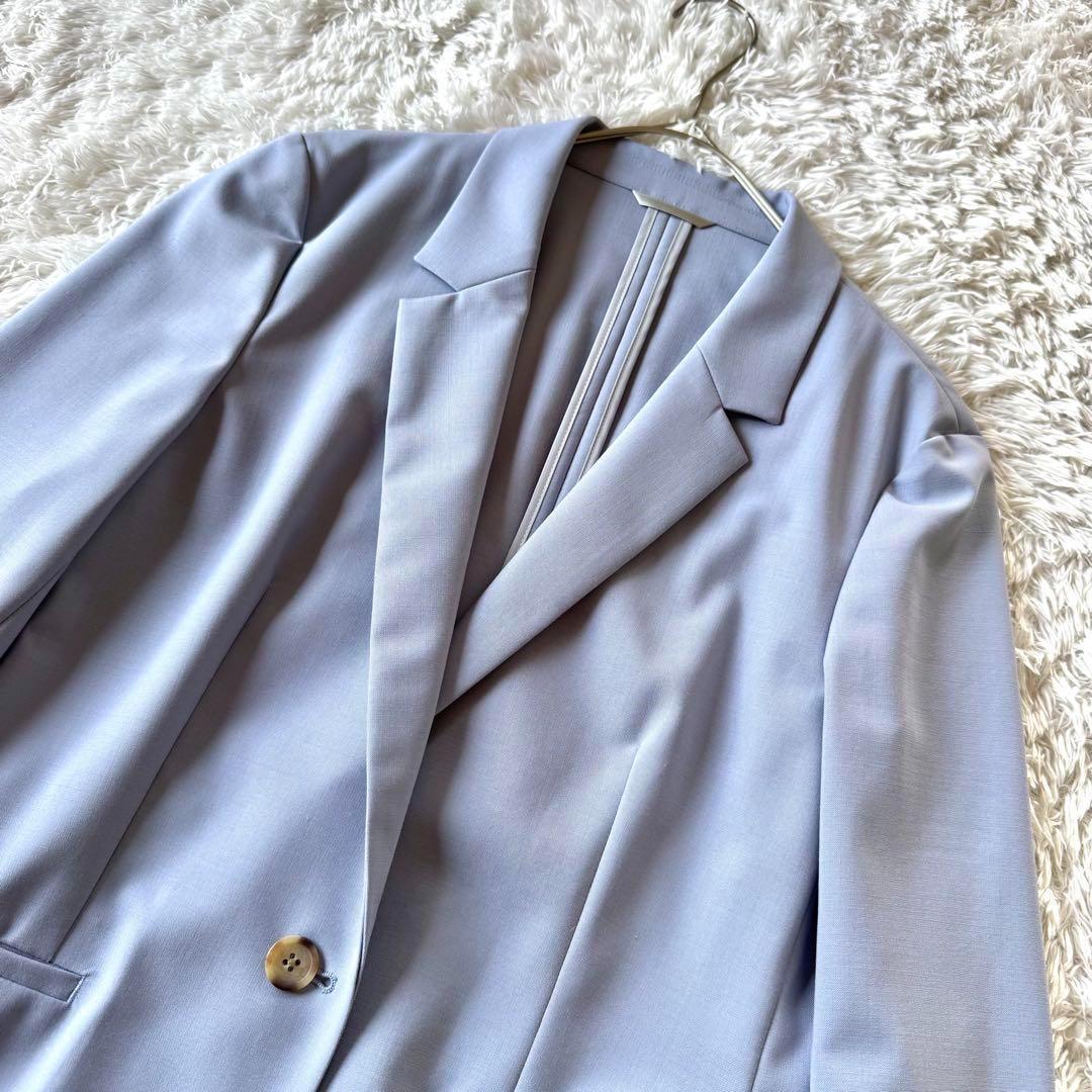 極美品　ユナイテッドアローズ　ビジネススーツ　セットアップ　ノーカラー　ブルー