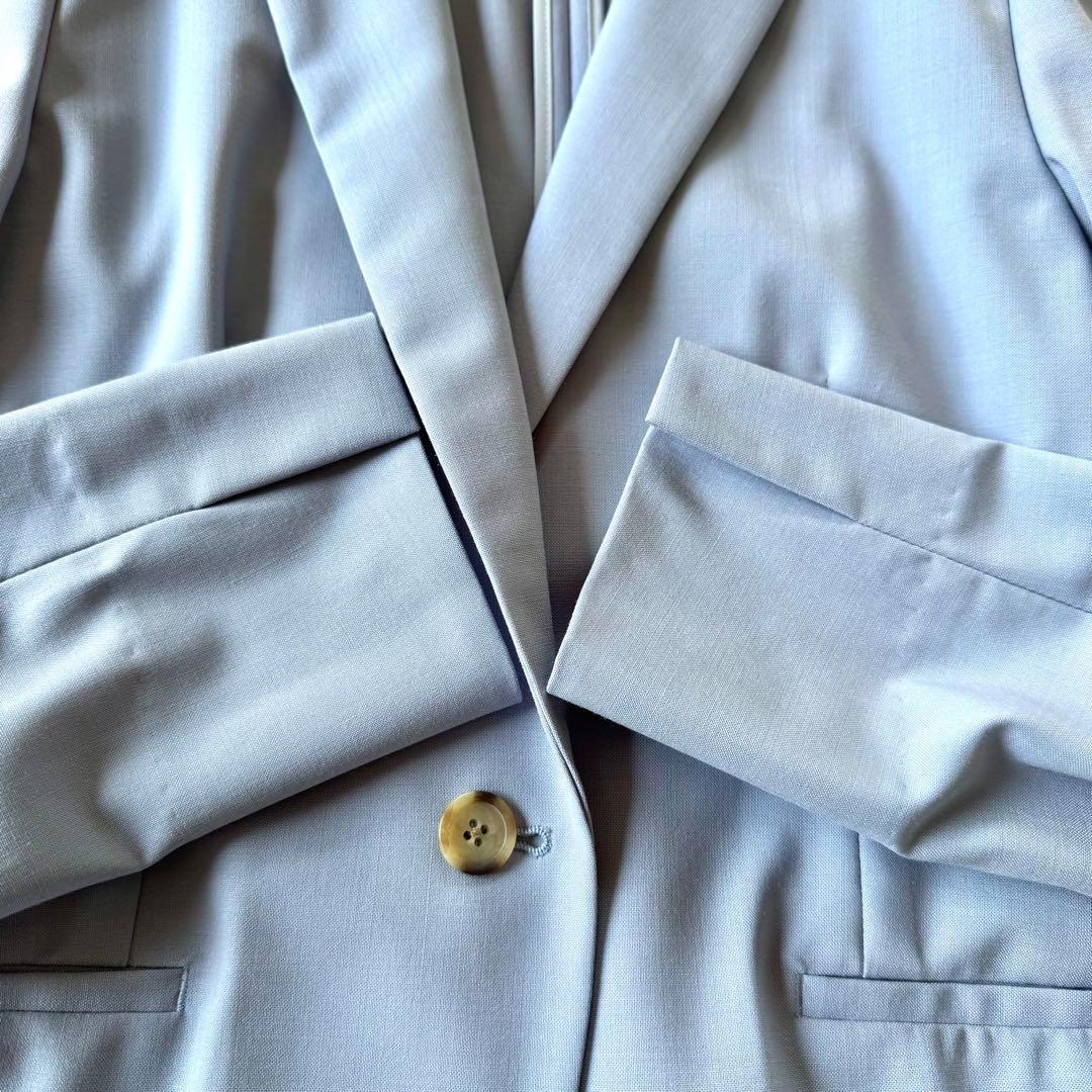極美品　ユナイテッドアローズ　ビジネススーツ　セットアップ　ノーカラー　ブルー