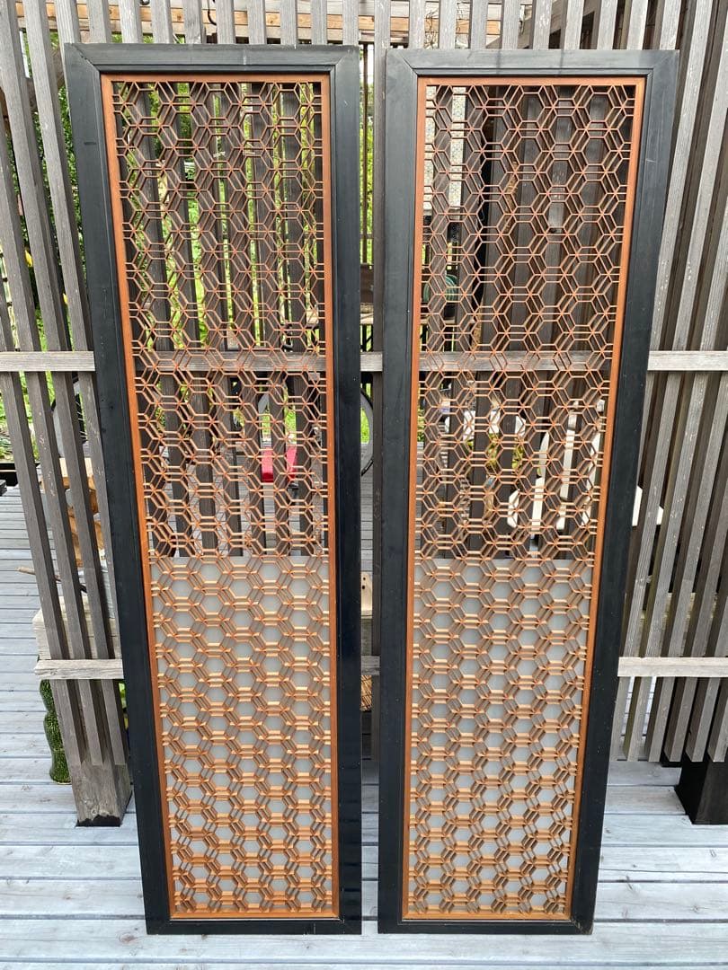 欄間　2枚セット　すりガラス付き　アンティーク　古民家