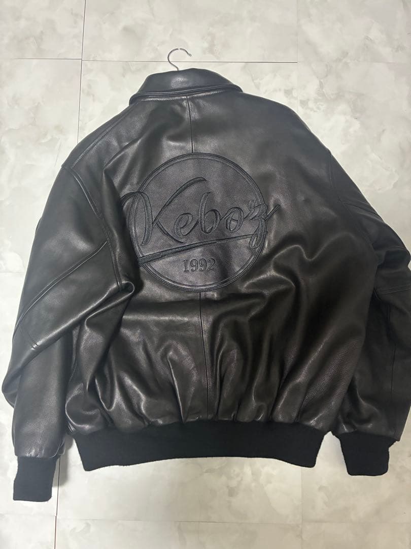 KEBOZ LEATHER VARSITY JACKET 革ジャン 黒 M
