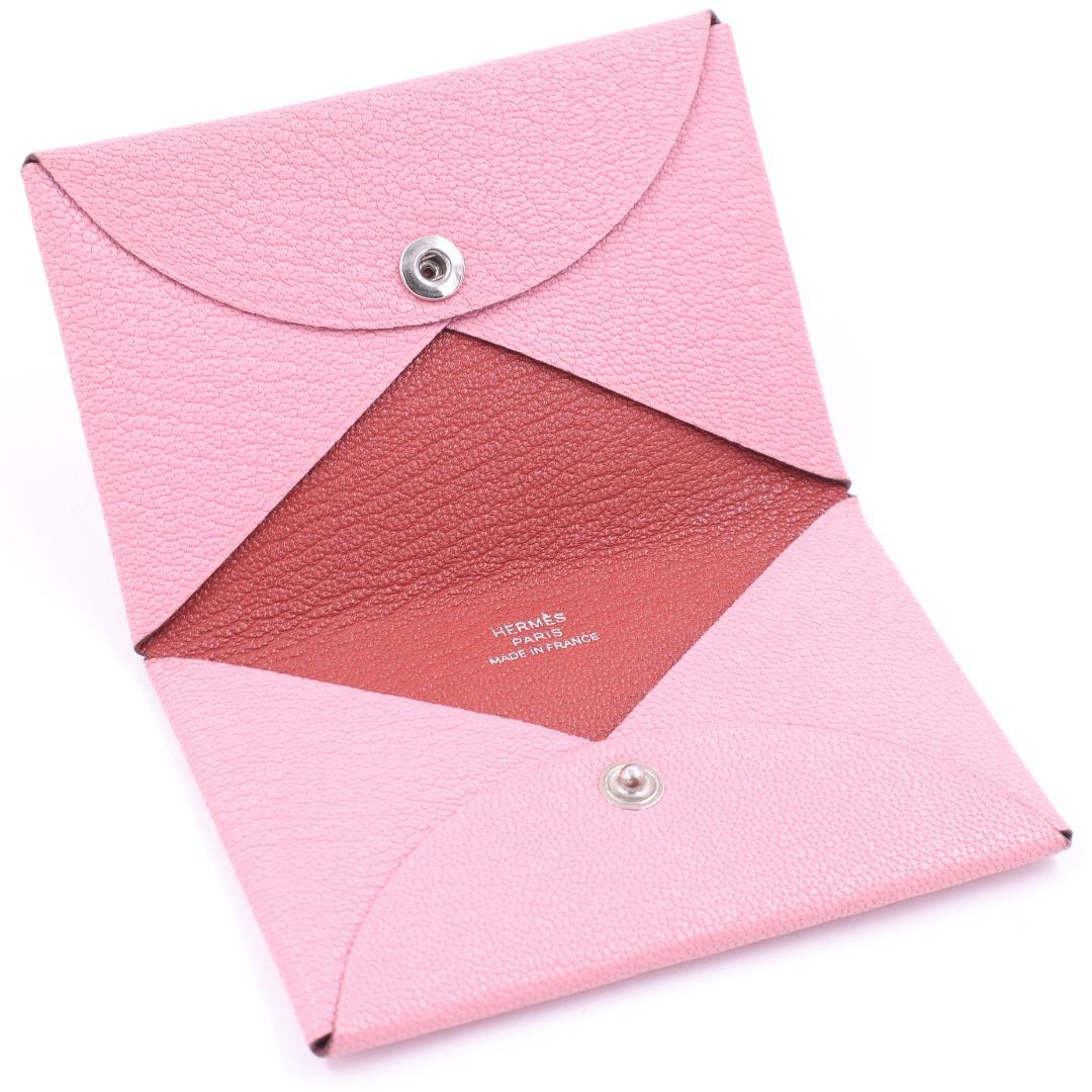 美品 Hermes エルメス カルヴィ ヴェルソ カードケース ピンク レッド
