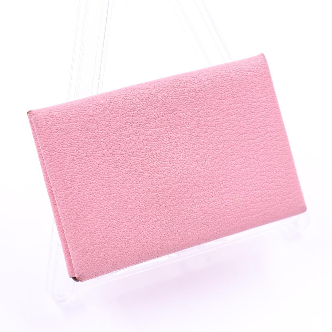 美品 Hermes エルメス カルヴィ ヴェルソ カードケース ピンク レッド