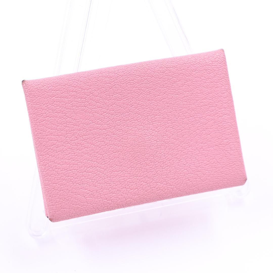 美品 Hermes エルメス カルヴィ ヴェルソ カードケース ピンク レッド